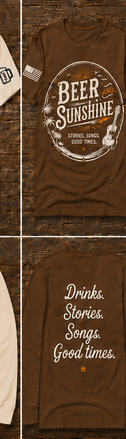 Beer and Sunshine brown short sleeve front and back