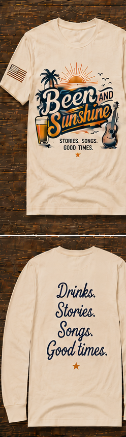 Beer and Sunshine cream short sleeve front and back