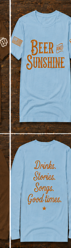 Beer and Sunshine light blue short sleeve front and back