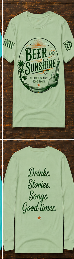 Beer and Sunshine mint long sleeve front and back