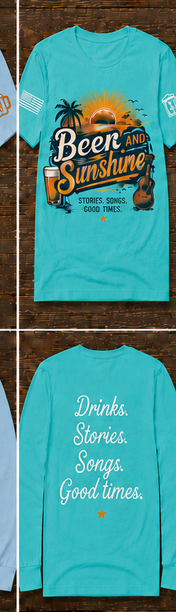 Beer and Sunshine turquoise short sleeve front and back