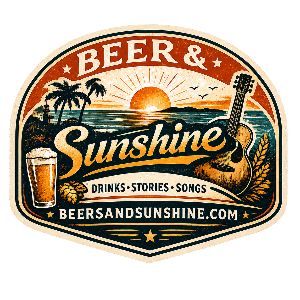 Beer and Sunshine vintage emblem concept