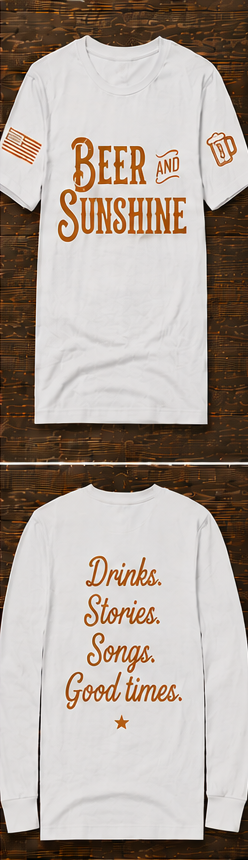 Beer and Sunshine white long sleeve front and back